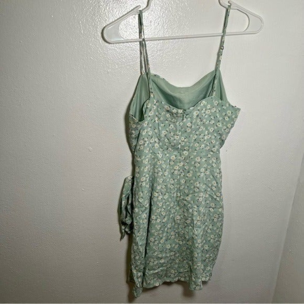 Forever 21 Mini Dress Faux Wrap Light Green Floral - Picture 8 of 11